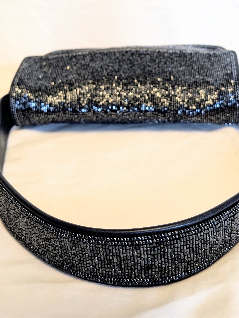 STAUD Tommy Beaded Bag Navy Sparkle - Picture 6 of 11